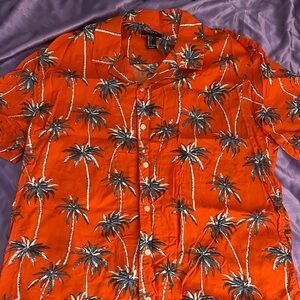 Forever 21 Orange Palm Tree Casual Shirt